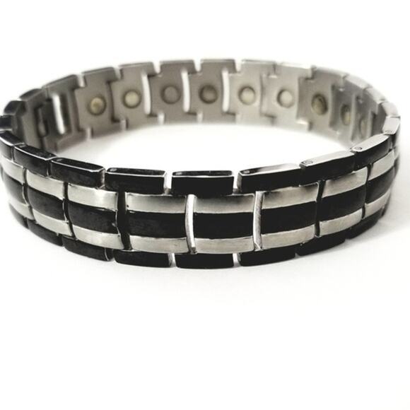 New Black stainless steel magnetic bracelet 8.5 inches - Picture 8 of 8